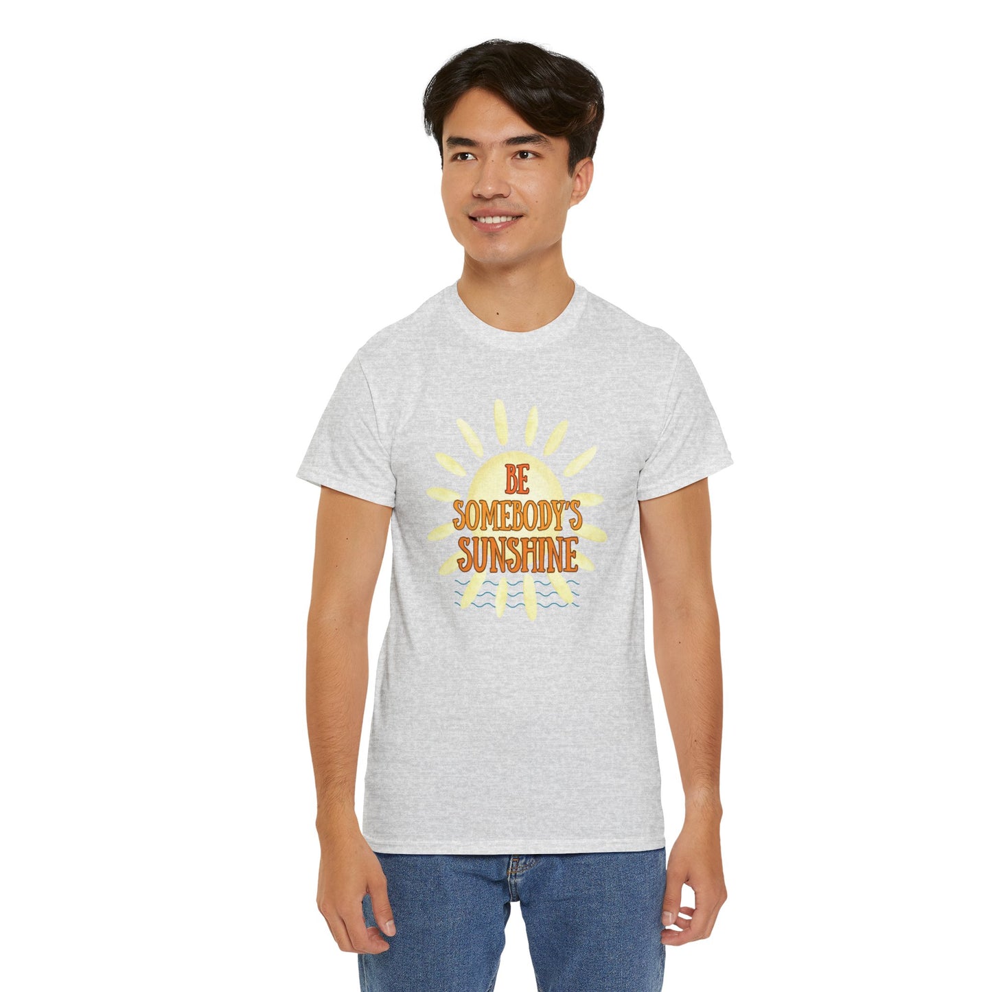 Unisex Heavy Cotton Tee - Be Somebody's Sunshine Tee, Summer Vibes Shirt, Positive Quote Tee, Gift for Friends, Fun Casual Wear