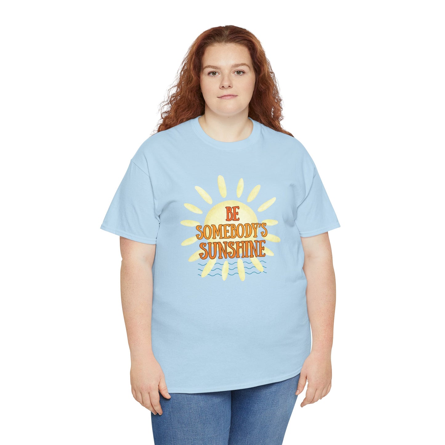 Unisex Heavy Cotton Tee - Be Somebody's Sunshine Tee, Summer Vibes Shirt, Positive Quote Tee, Gift for Friends, Fun Casual Wear
