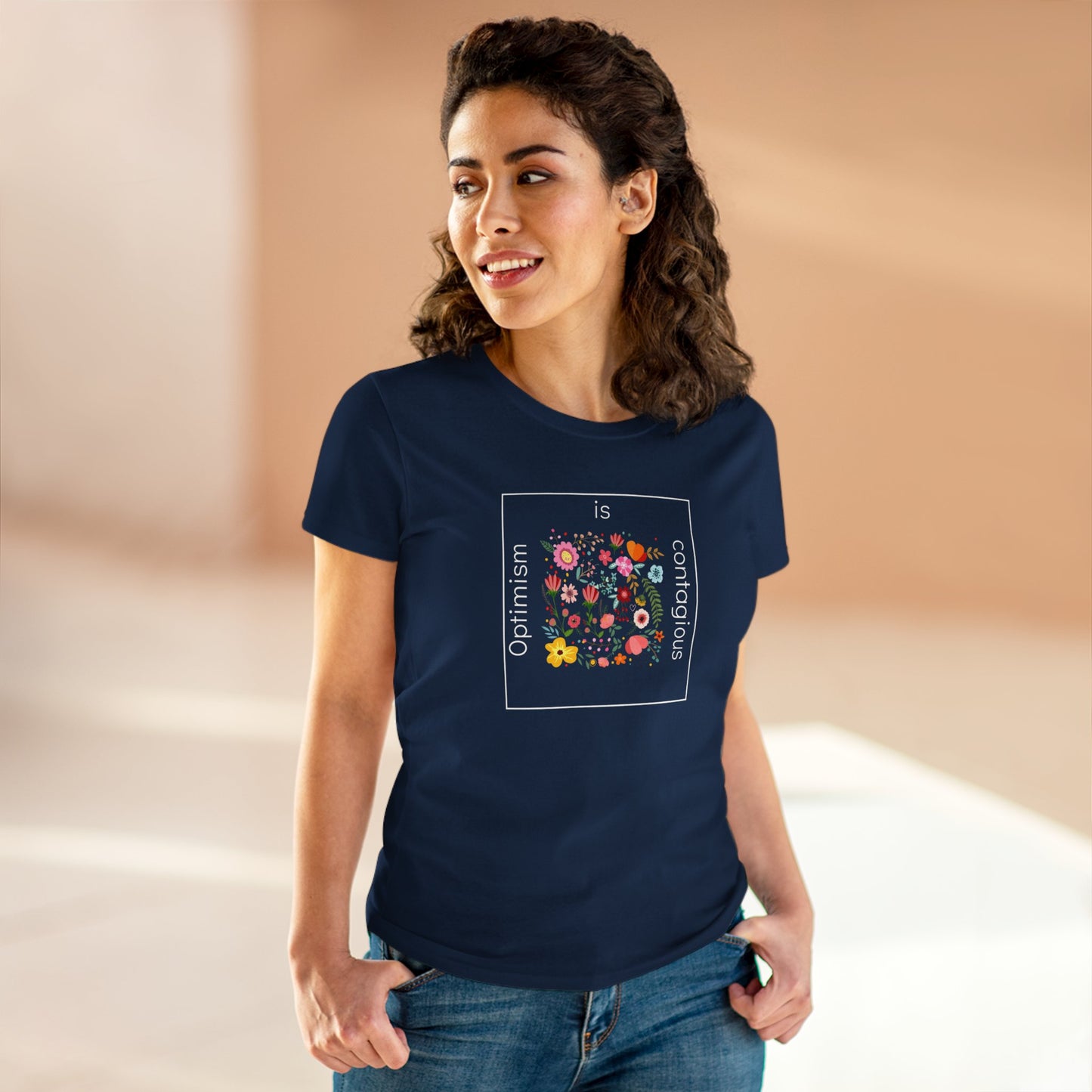 Positive Optimism T Shirt Inspirational Women's Floral Tee