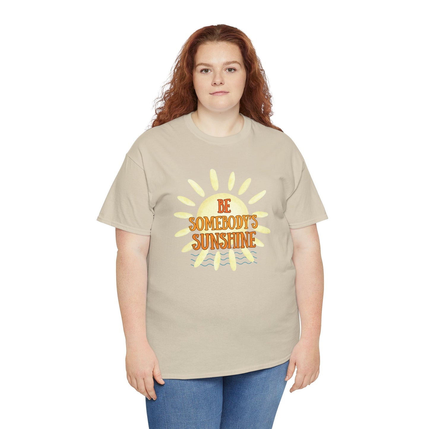 Unisex Heavy Cotton Tee - Be Somebody's Sunshine Tee, Summer Vibes Shirt, Positive Quote Tee, Gift for Friends, Fun Casual Wear