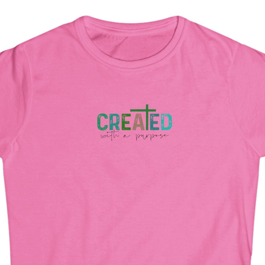 Christian Women's Graphic Tee - Created with A Purpose T Shirt - Inspirational