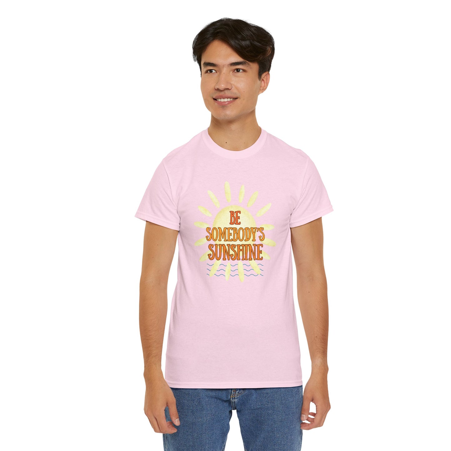 Unisex Heavy Cotton Tee - Be Somebody's Sunshine Tee, Summer Vibes Shirt, Positive Quote Tee, Gift for Friends, Fun Casual Wear