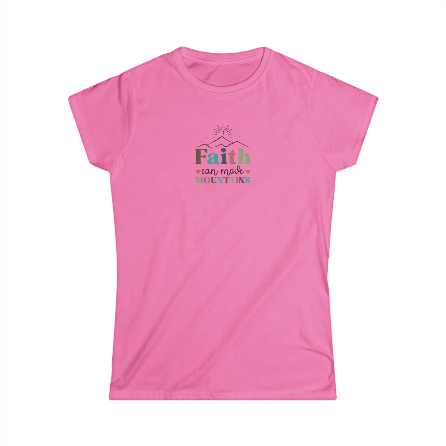 Christian Graphic Tee - Women's T Shirt - Faith Can Move Mountains - Inspirational