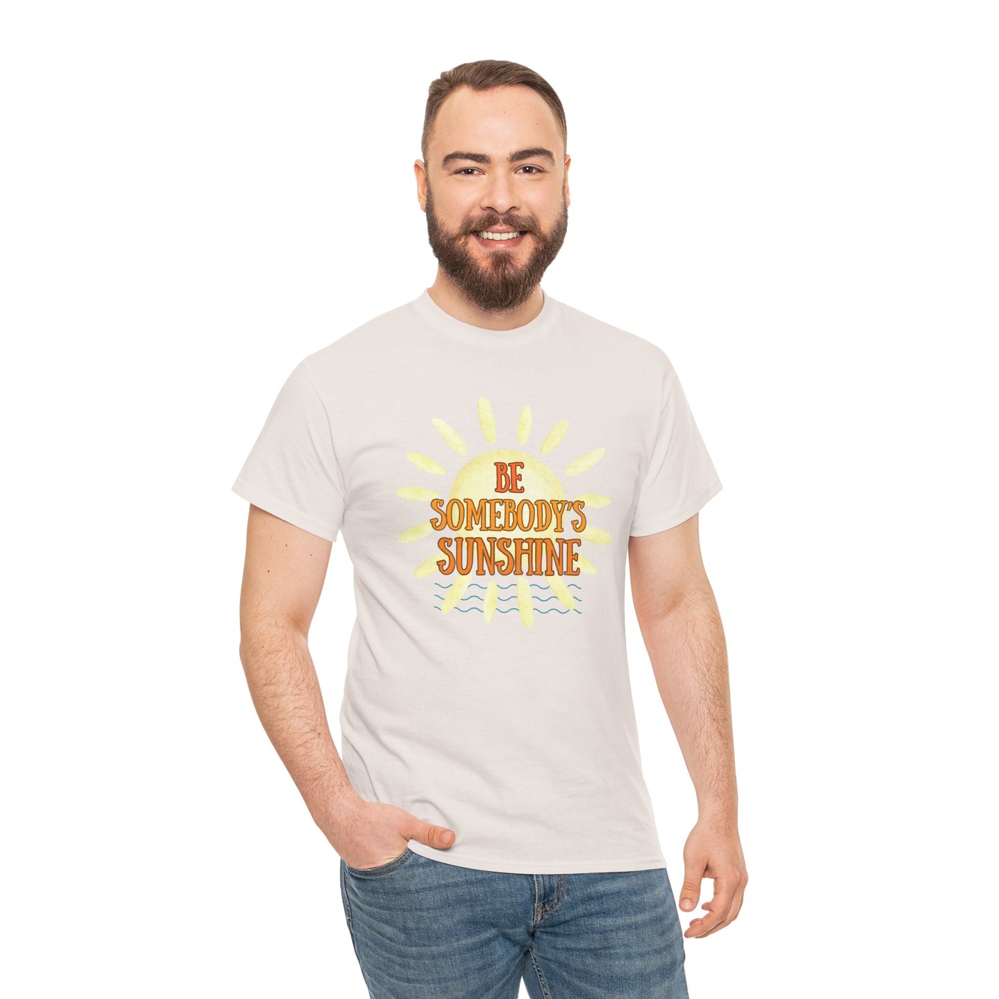 Unisex Heavy Cotton Tee - Be Somebody's Sunshine Tee, Summer Vibes Shirt, Positive Quote Tee, Gift for Friends, Fun Casual Wear