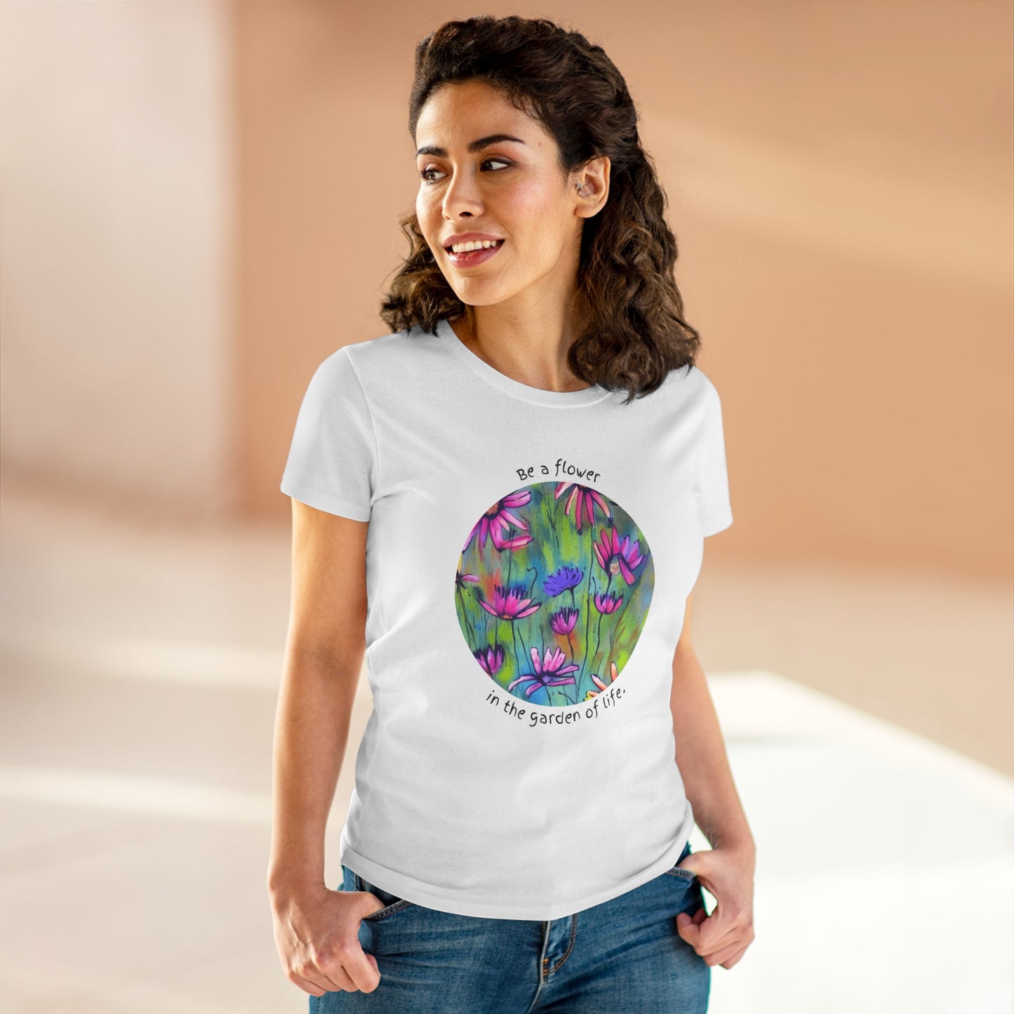 Flower Tee Women's Floral T Shirt Positive Graphic T-Shirt