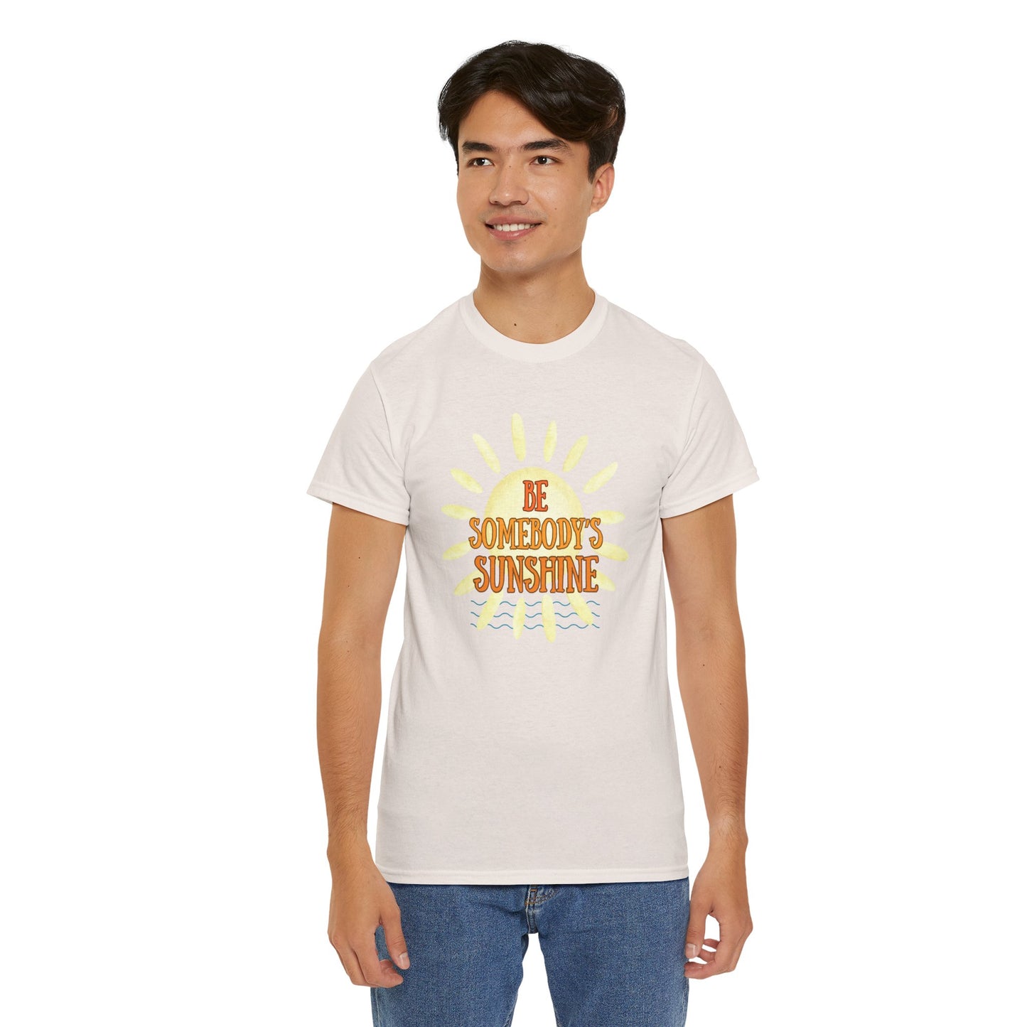 Unisex Heavy Cotton Tee - Be Somebody's Sunshine Tee, Summer Vibes Shirt, Positive Quote Tee, Gift for Friends, Fun Casual Wear