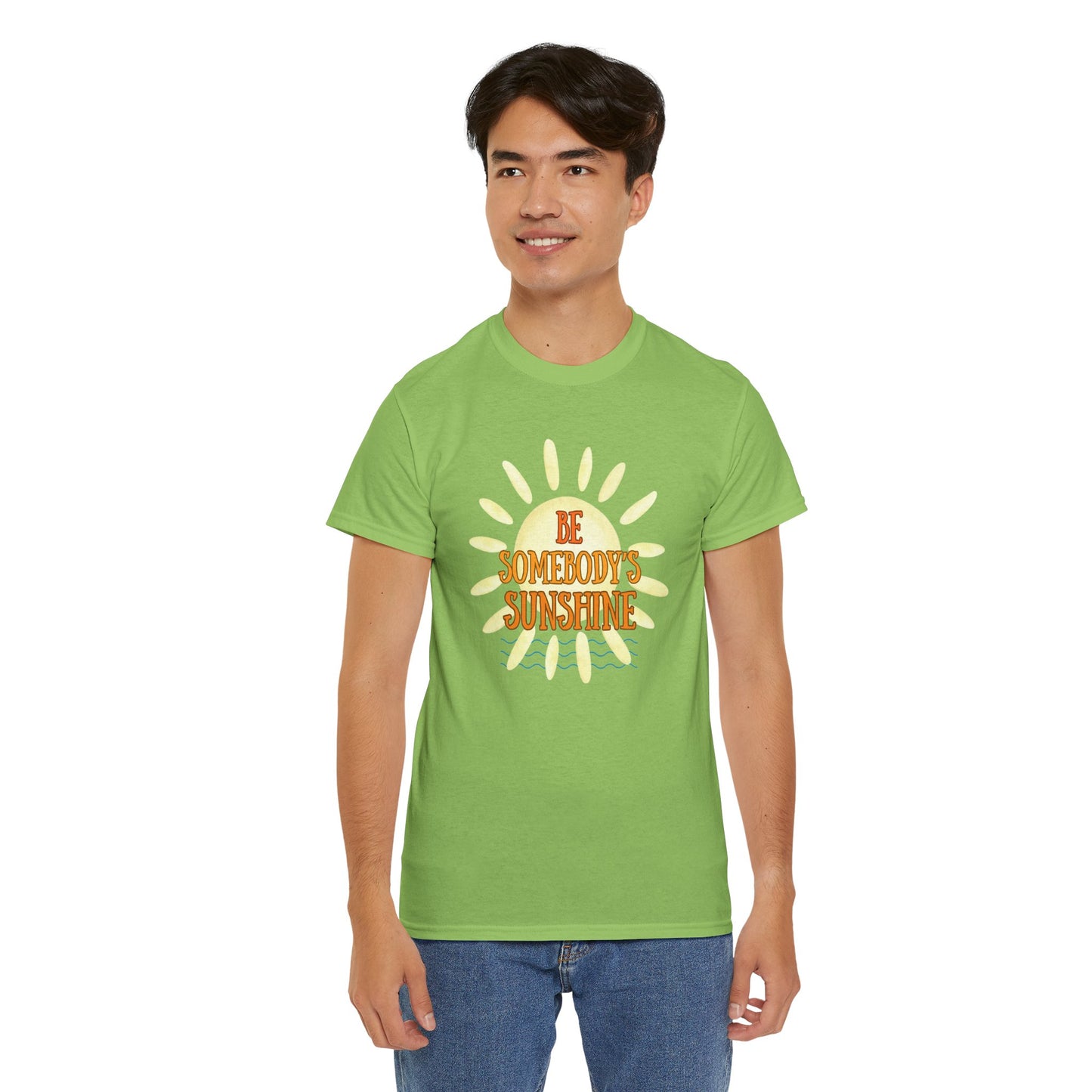 Unisex Heavy Cotton Tee - Be Somebody's Sunshine Tee, Summer Vibes Shirt, Positive Quote Tee, Gift for Friends, Fun Casual Wear