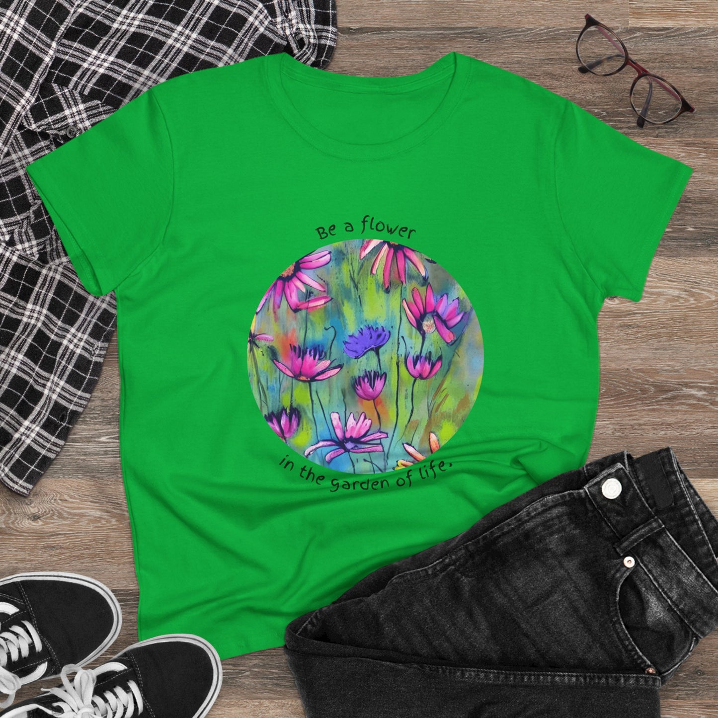 Flower Tee Women's Floral T Shirt Positive Graphic T-Shirt