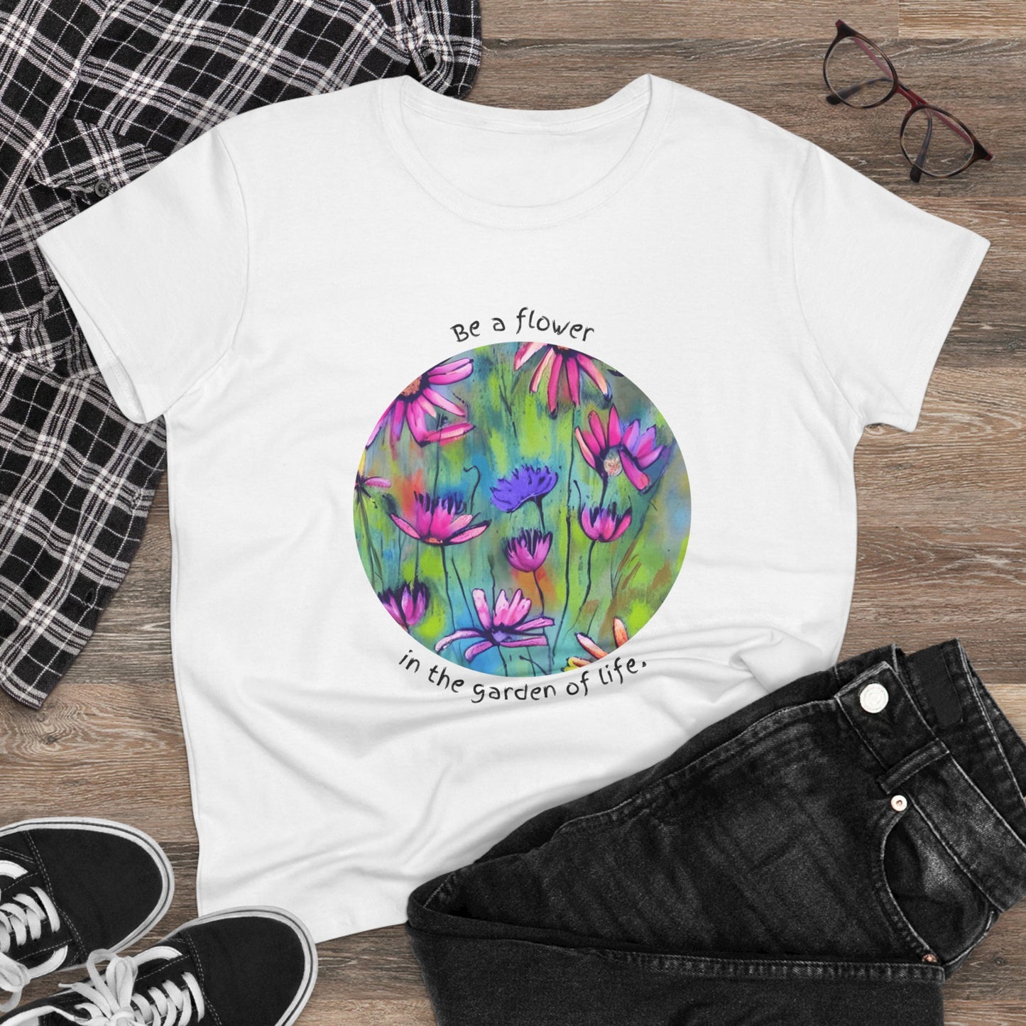 Flower Tee Women's Floral T Shirt Positive Graphic T-Shirt