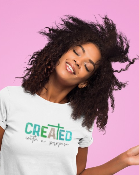 Christian Women's Graphic Tee - Created with A Purpose T Shirt - Inspirational
