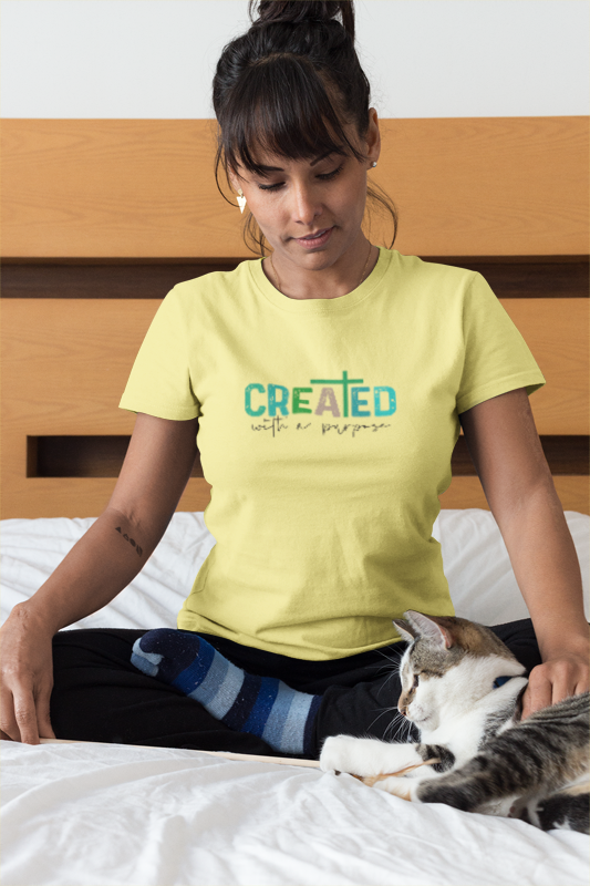 Christian Women's Graphic Tee - Created with A Purpose T Shirt - Inspirational