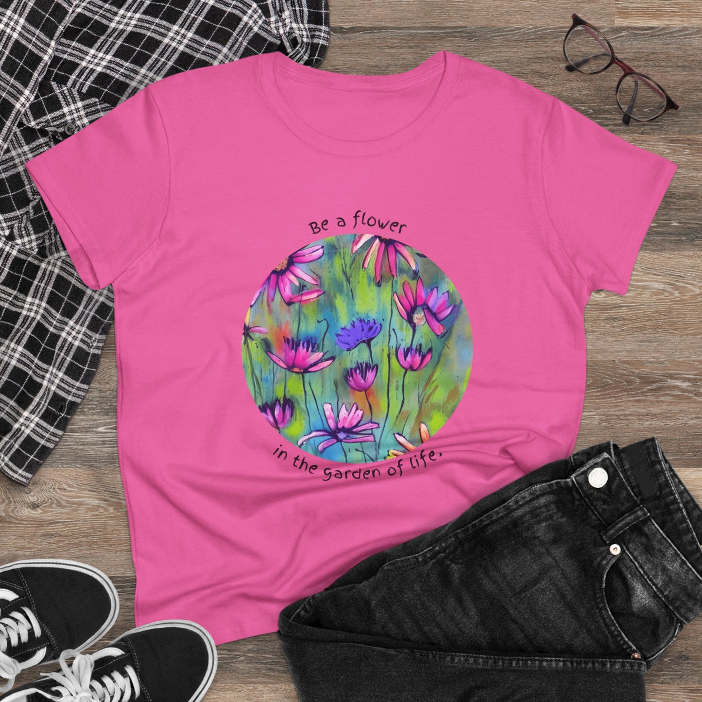 Flower Tee Women's Floral T Shirt Positive Graphic T-Shirt