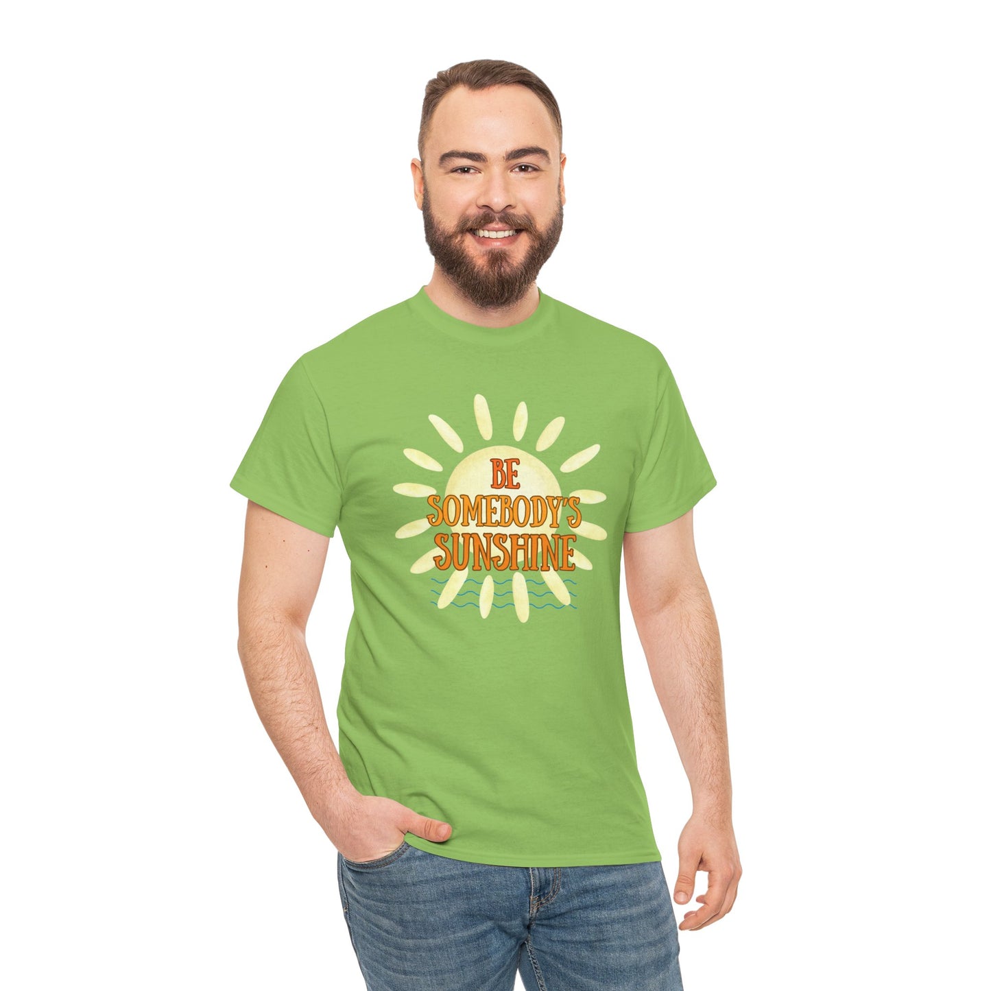 Unisex Heavy Cotton Tee - Be Somebody's Sunshine Tee, Summer Vibes Shirt, Positive Quote Tee, Gift for Friends, Fun Casual Wear