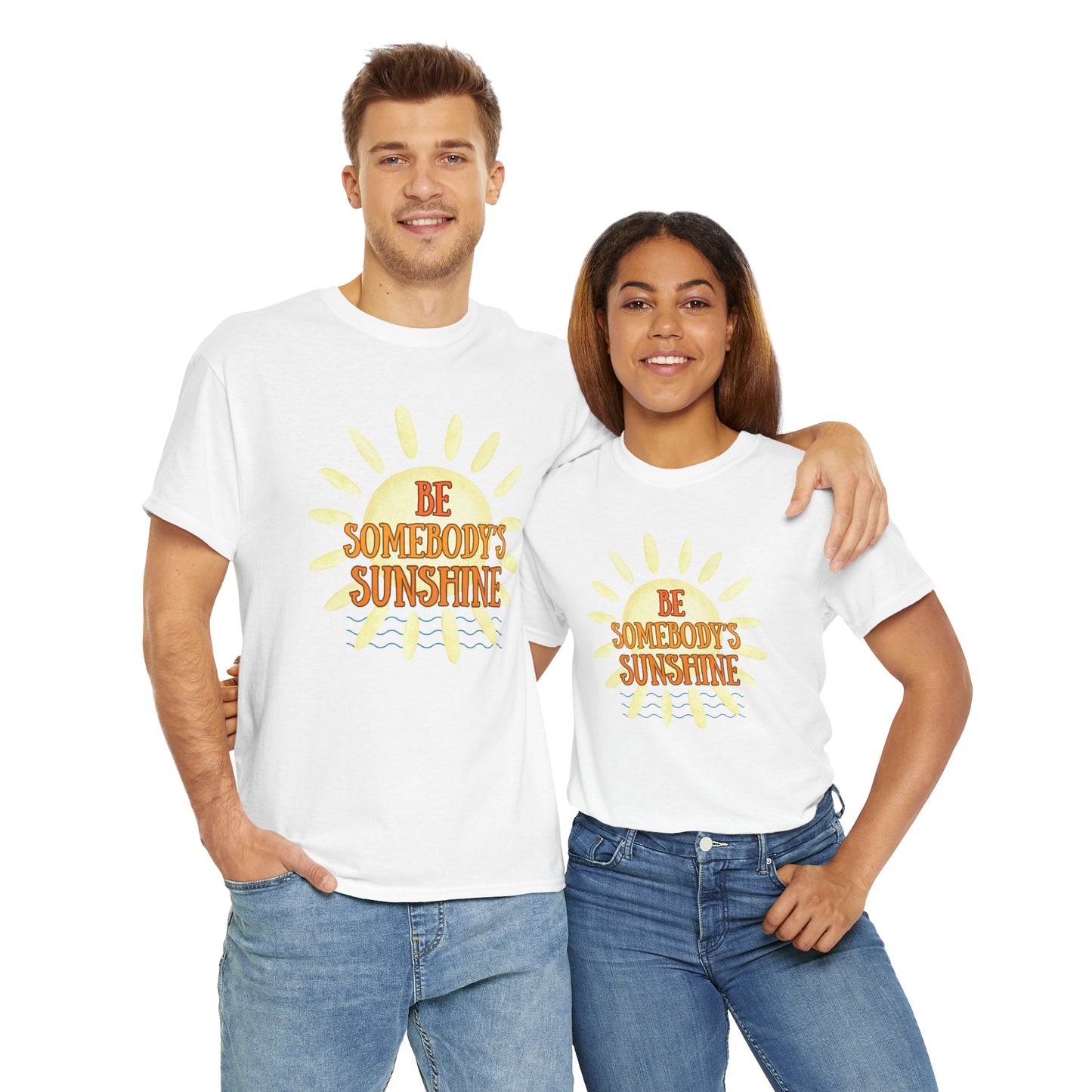 Unisex Heavy Cotton Tee - Be Somebody's Sunshine Tee, Summer Vibes Shirt, Positive Quote Tee, Gift for Friends, Fun Casual Wear
