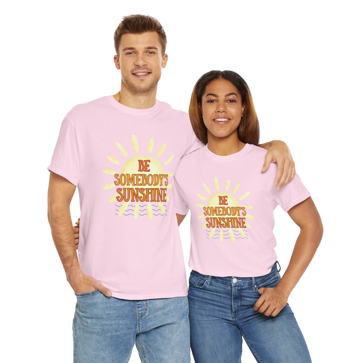 Unisex Heavy Cotton Tee - Be Somebody's Sunshine Tee, Summer Vibes Shirt, Positive Quote Tee, Gift for Friends, Fun Casual Wear