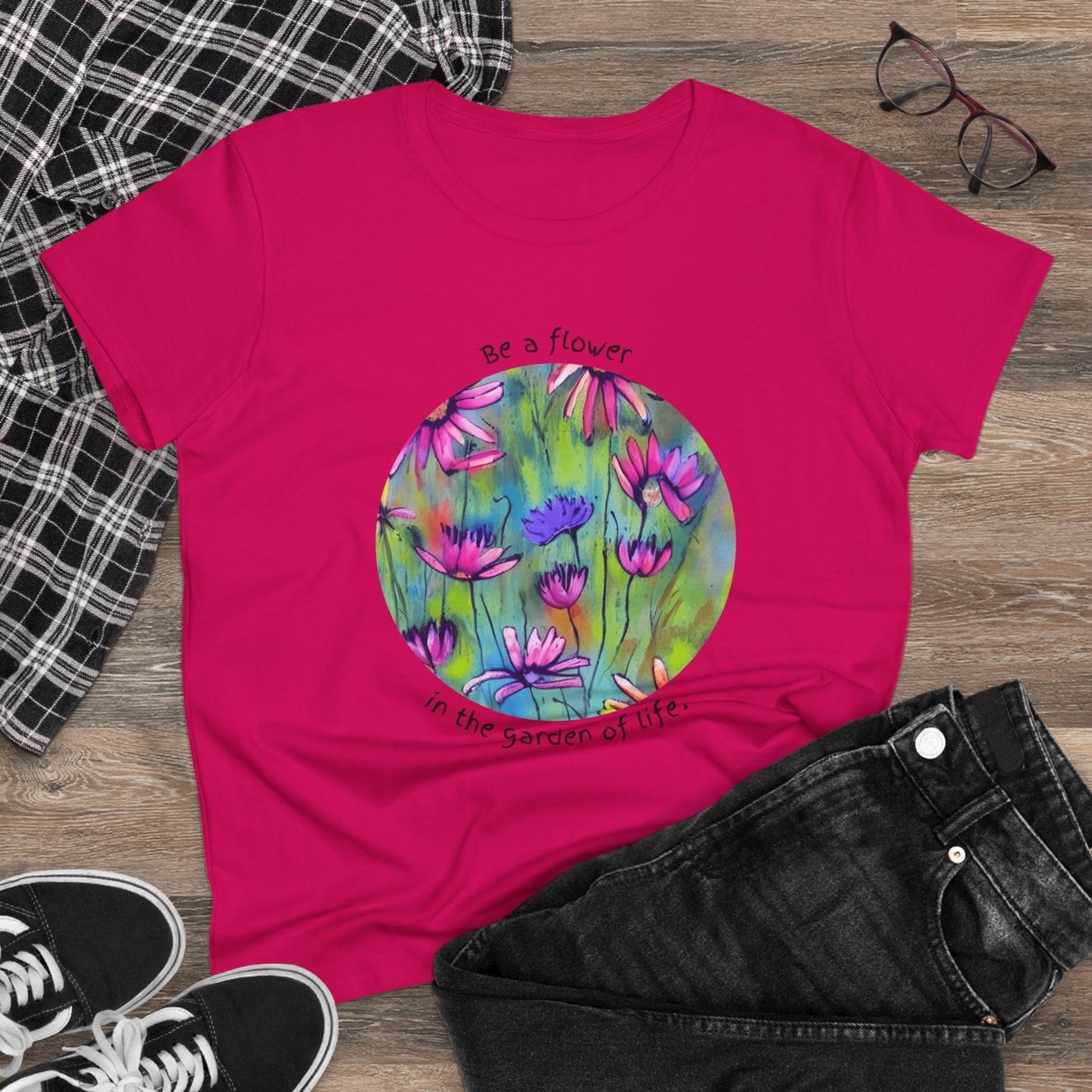 Flower Tee Women's Floral T Shirt Positive Graphic T-Shirt