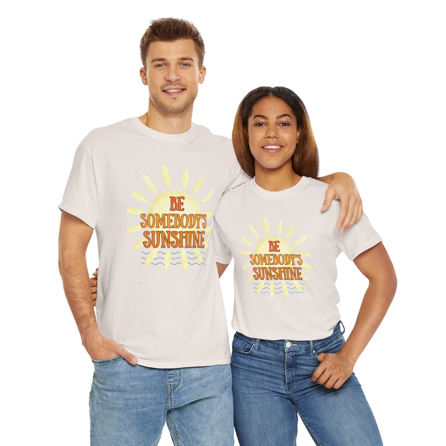 Unisex Heavy Cotton Tee - Be Somebody's Sunshine Tee, Summer Vibes Shirt, Positive Quote Tee, Gift for Friends, Fun Casual Wear