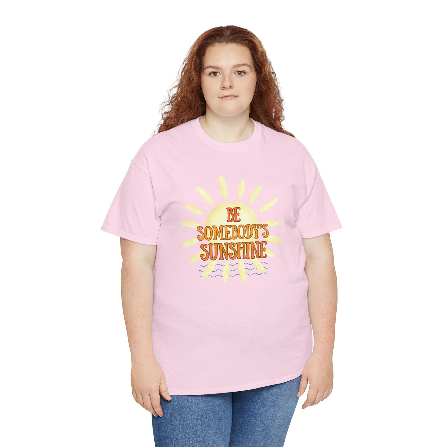 Unisex Heavy Cotton Tee - Be Somebody's Sunshine Tee, Summer Vibes Shirt, Positive Quote Tee, Gift for Friends, Fun Casual Wear