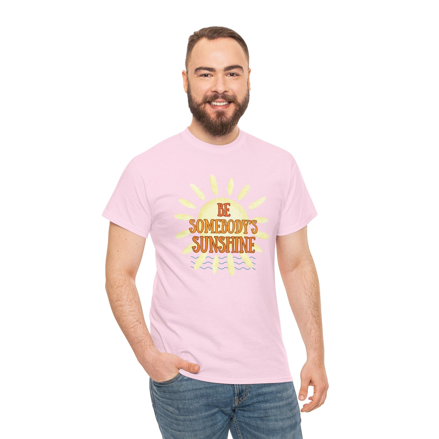 Unisex Heavy Cotton Tee - Be Somebody's Sunshine Tee, Summer Vibes Shirt, Positive Quote Tee, Gift for Friends, Fun Casual Wear