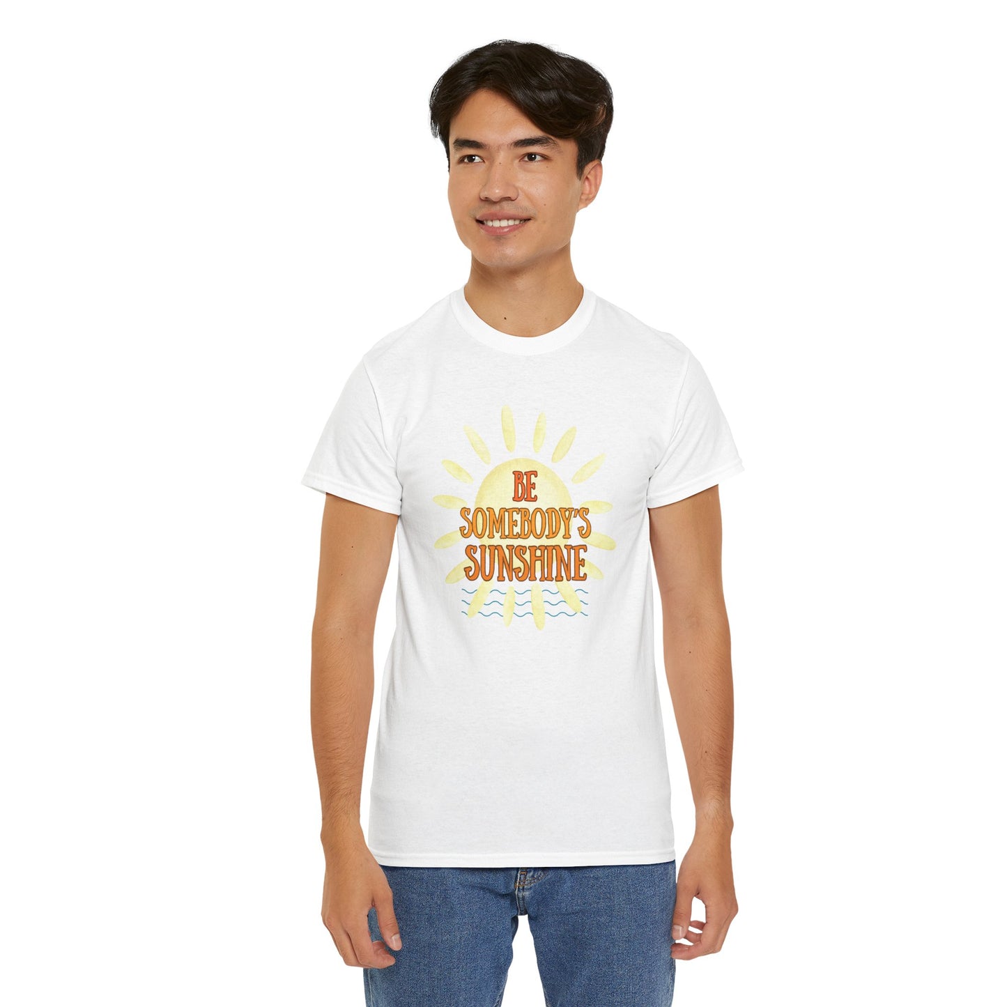 Unisex Heavy Cotton Tee - Be Somebody's Sunshine Tee, Summer Vibes Shirt, Positive Quote Tee, Gift for Friends, Fun Casual Wear