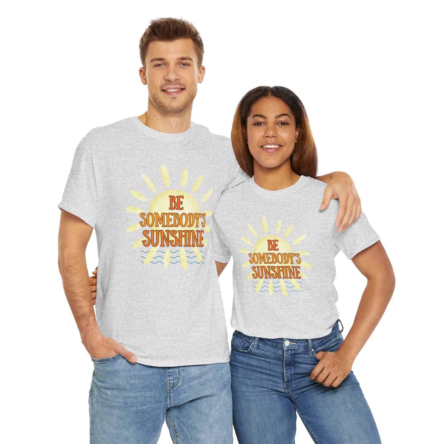 Unisex Heavy Cotton Tee - Be Somebody's Sunshine Tee, Summer Vibes Shirt, Positive Quote Tee, Gift for Friends, Fun Casual Wear