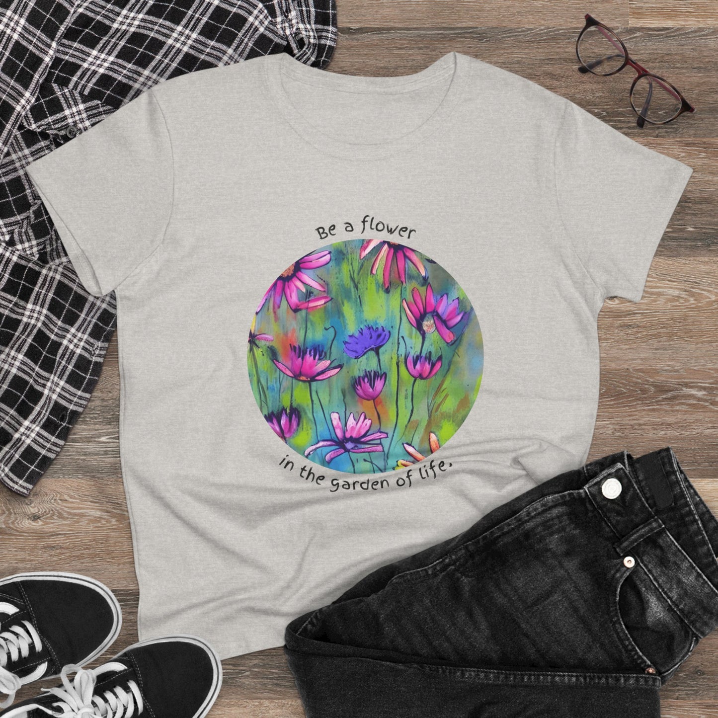Flower Tee Women's Floral T Shirt Positive Graphic T-Shirt