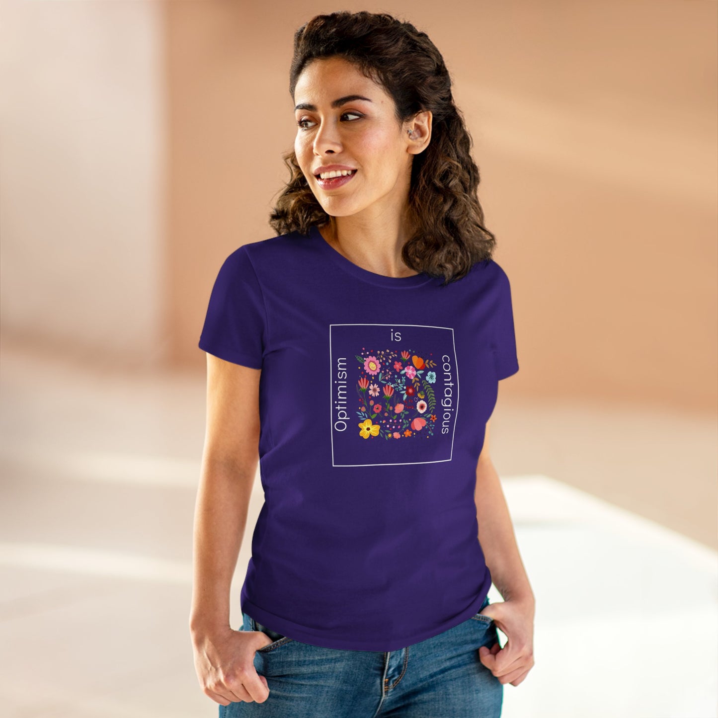 Positive Optimism T Shirt Inspirational Women's Floral Tee