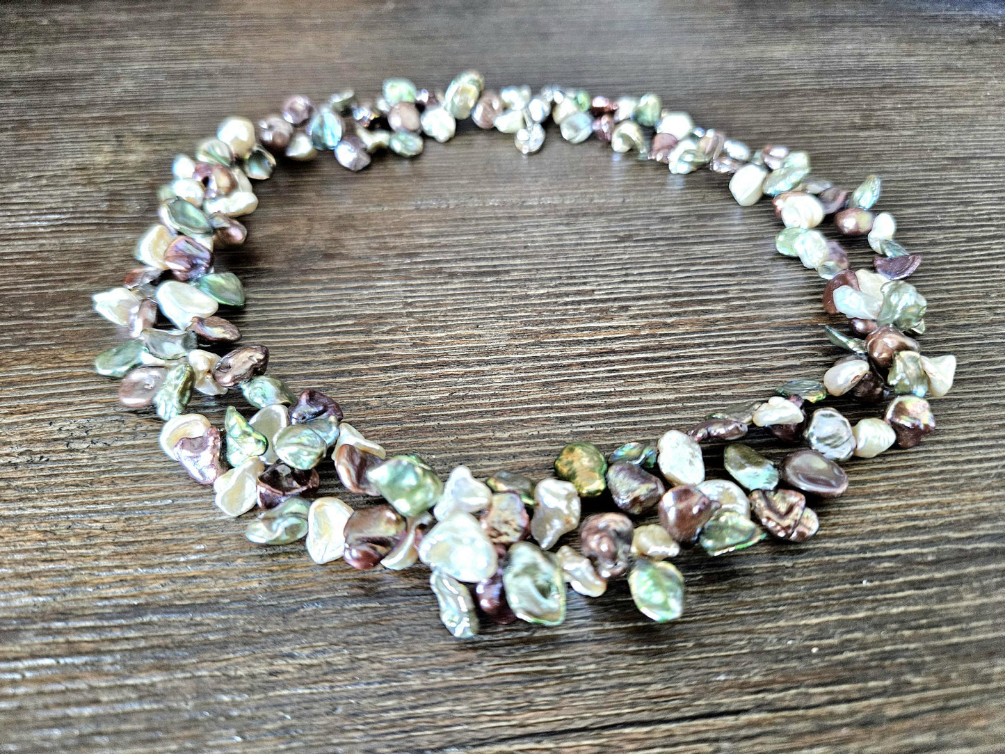 Freshwater Keishi Pearl Necklace: Double Strand, Sterling Silver Clasp