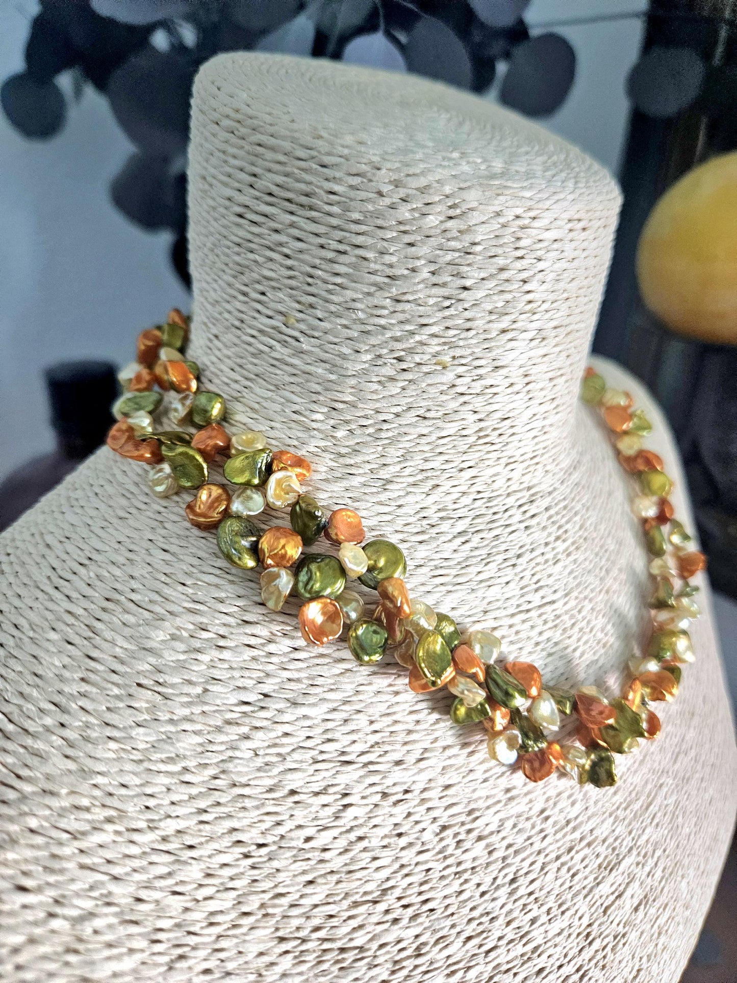 Handmade Multi-Color Keishi Pearl Necklace: Sterling Silver Clasp