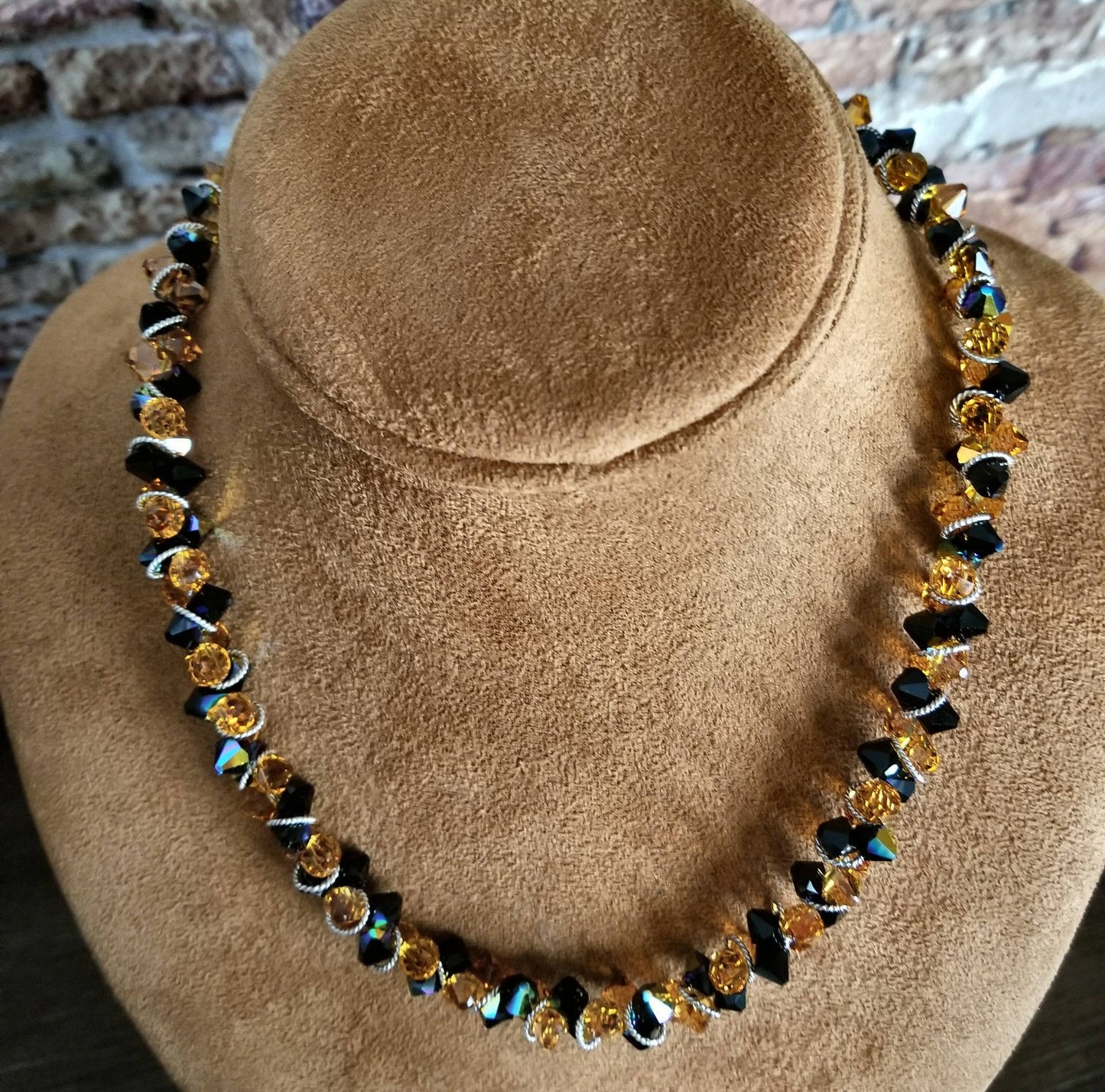 Topaz Statement Necklace Earrings Jewelry Set Matching Birthstone Swarovski Crystal Sterling Silver