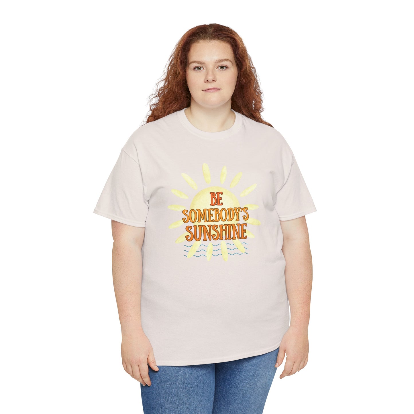 Unisex Heavy Cotton Tee - Be Somebody's Sunshine Tee, Summer Vibes Shirt, Positive Quote Tee, Gift for Friends, Fun Casual Wear