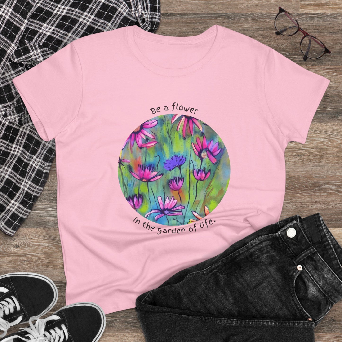 Flower Tee Women's Floral T Shirt Positive Graphic T-Shirt