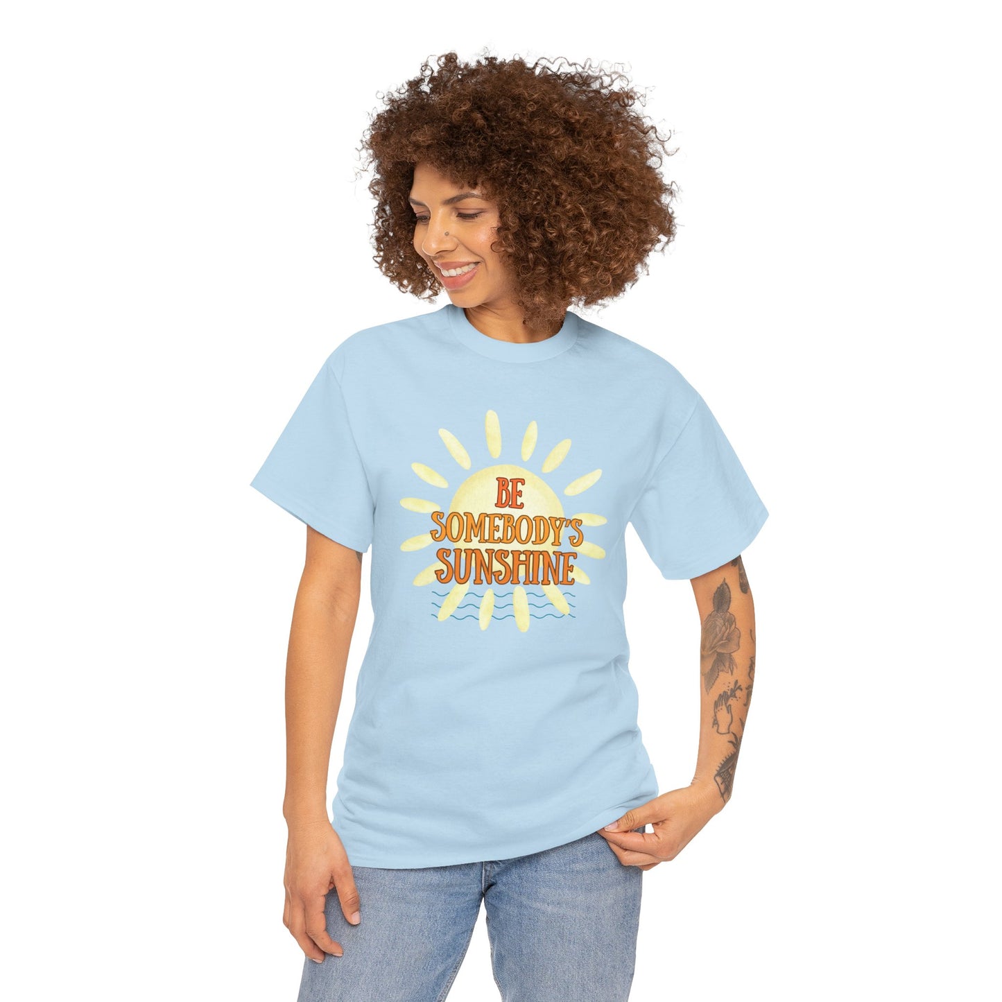 Unisex Heavy Cotton Tee - Be Somebody's Sunshine Tee, Summer Vibes Shirt, Positive Quote Tee, Gift for Friends, Fun Casual Wear