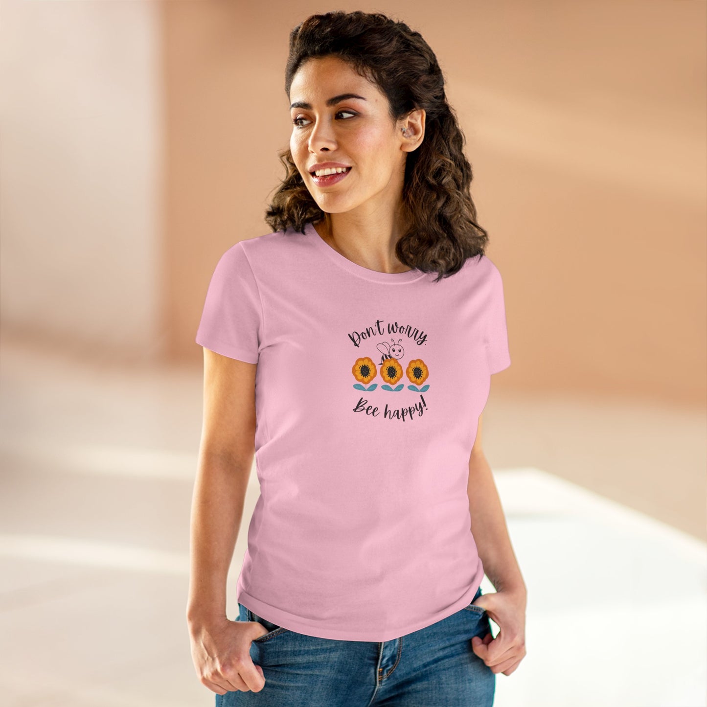 Bee T Shirt Women's Bee Tee Be Happy Don't Worry Inspirational T Shirt