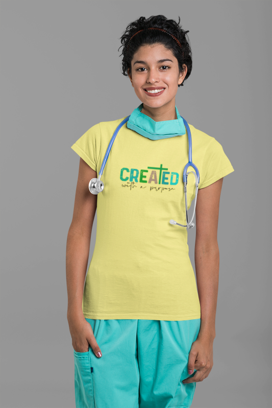 Christian Women's Graphic Tee - Created with A Purpose T Shirt - Inspirational