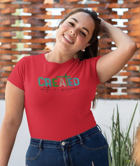 Christian Women's Graphic Tee - Created with A Purpose T Shirt - Inspirational