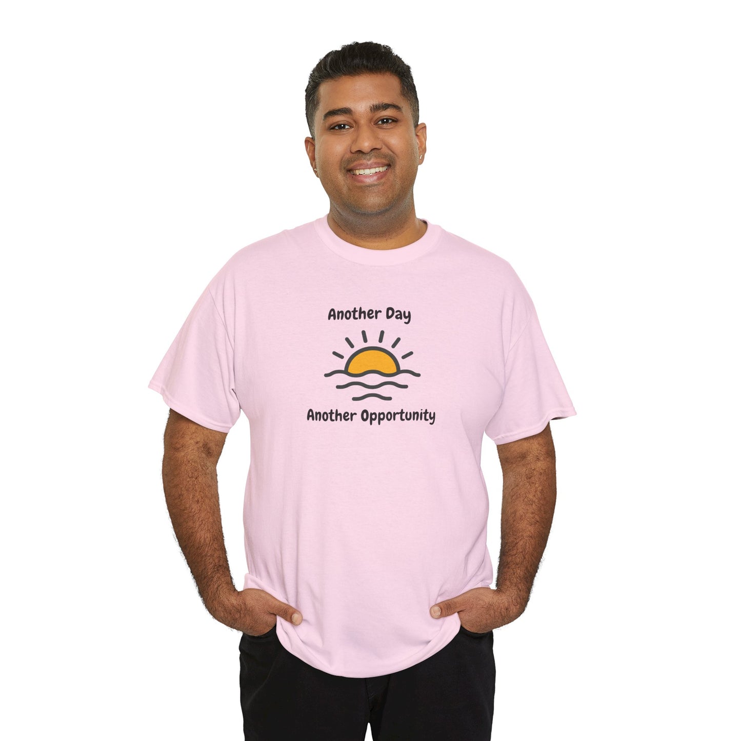 Optimistic Unisex Heavy Cotton Tee - "Another Day, Another Opportunity", Inspirational Gift for Motivational Moments, Casual Wear, [...]