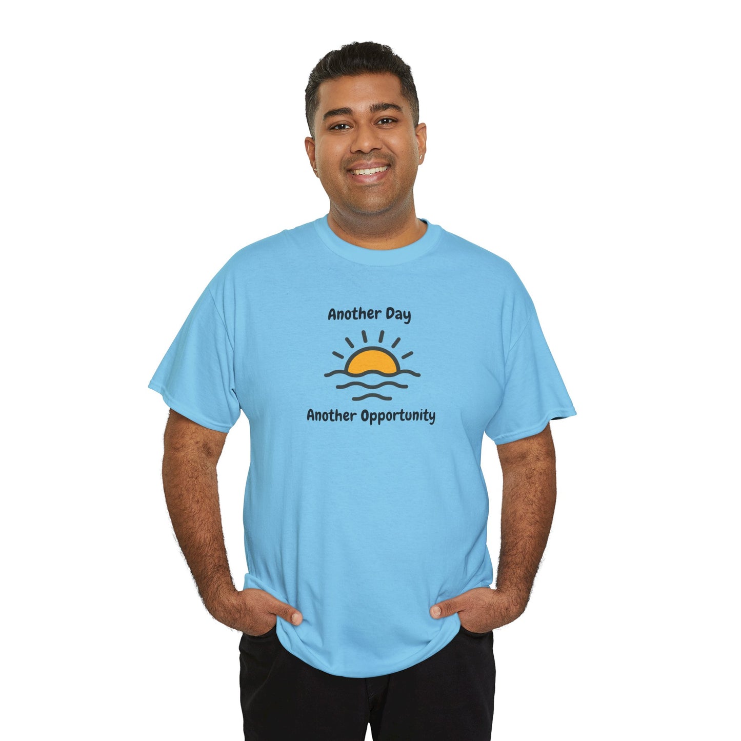 Optimistic Unisex Heavy Cotton Tee - "Another Day, Another Opportunity", Inspirational Gift for Motivational Moments, Casual Wear, [...]