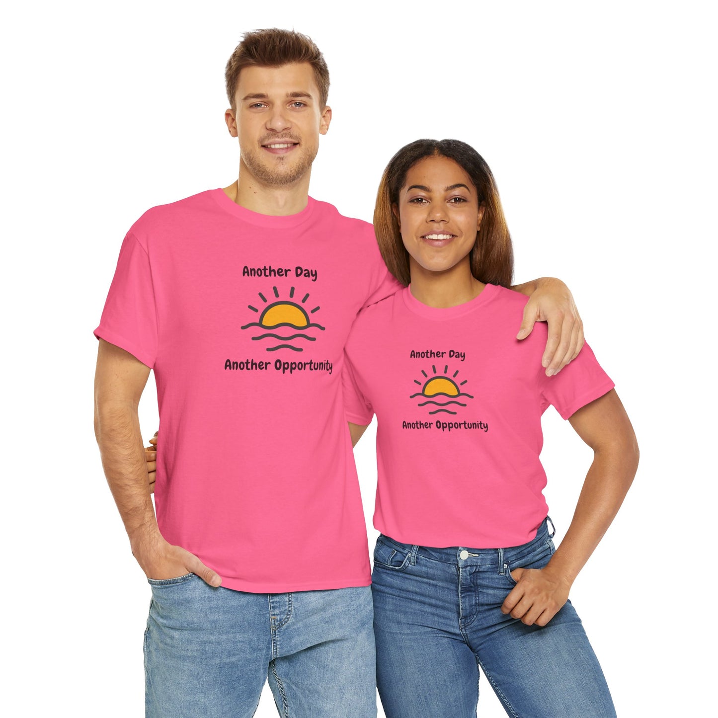 Optimistic Unisex Heavy Cotton Tee - "Another Day, Another Opportunity", Inspirational Gift for Motivational Moments, Casual Wear, [...]
