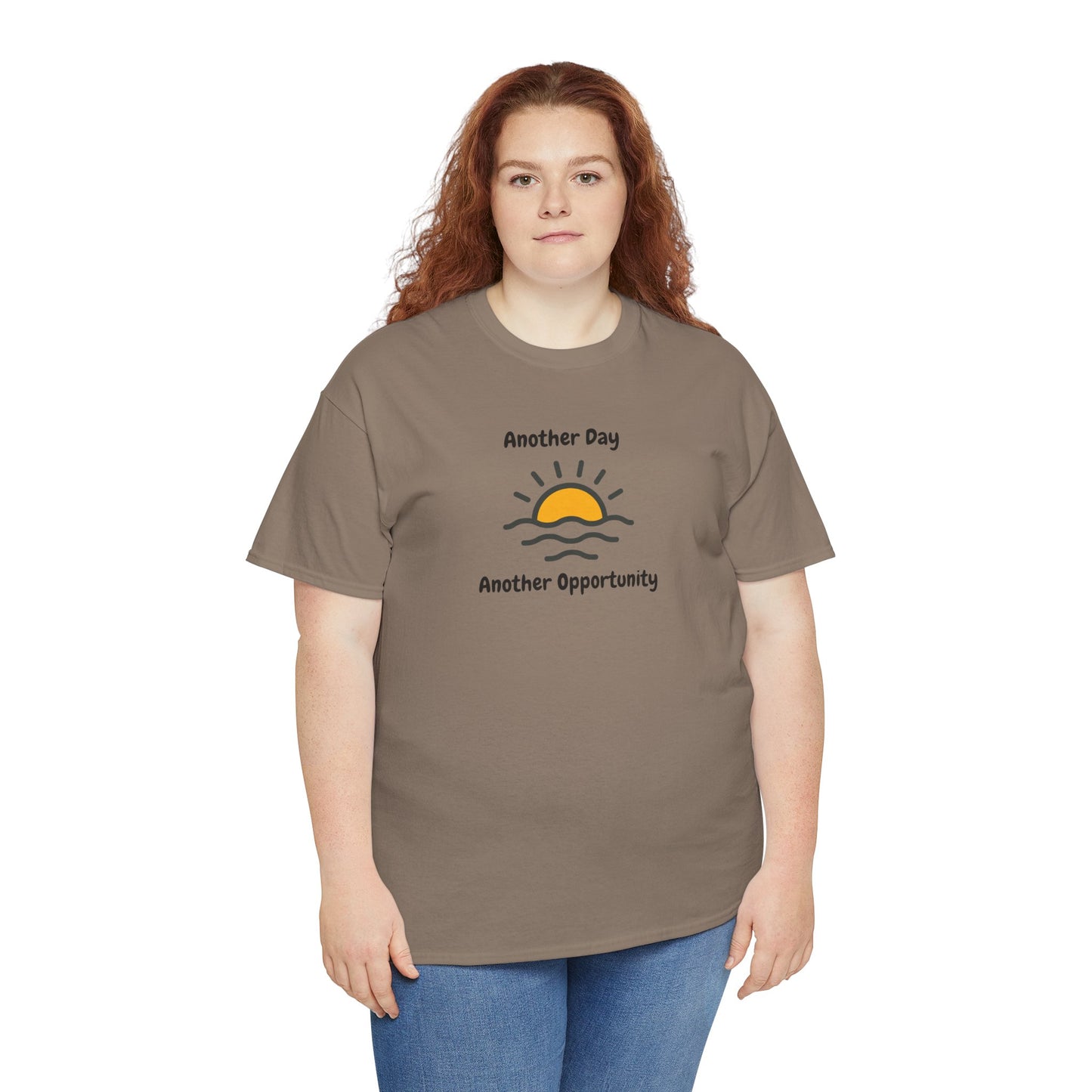 Optimistic Unisex Heavy Cotton Tee - "Another Day, Another Opportunity", Inspirational Gift for Motivational Moments, Casual Wear, [...]