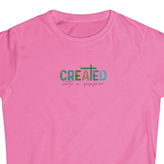 Christian Women's Graphic Tee - Created with A Purpose T Shirt - Inspirational