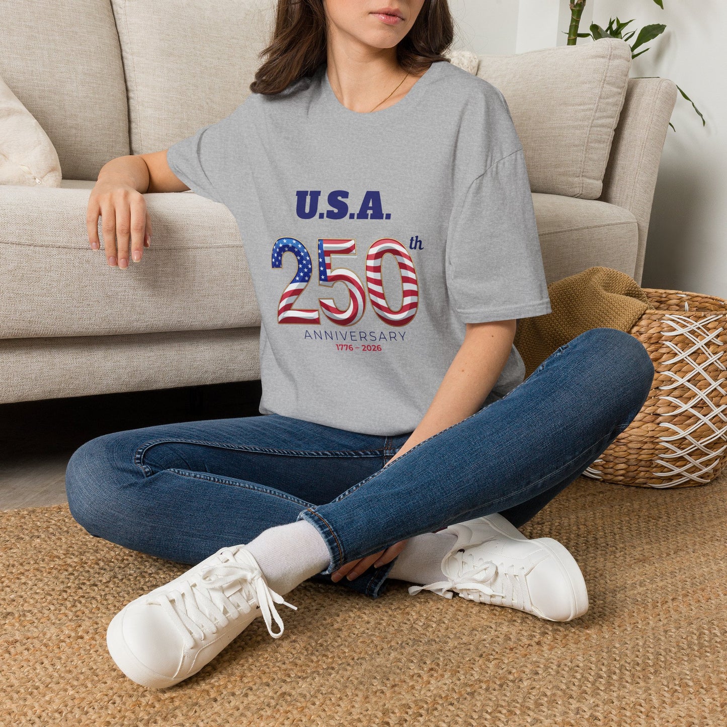 U.S.A. 250th Anniversary T-Shirt - Patriotic American Flag Design