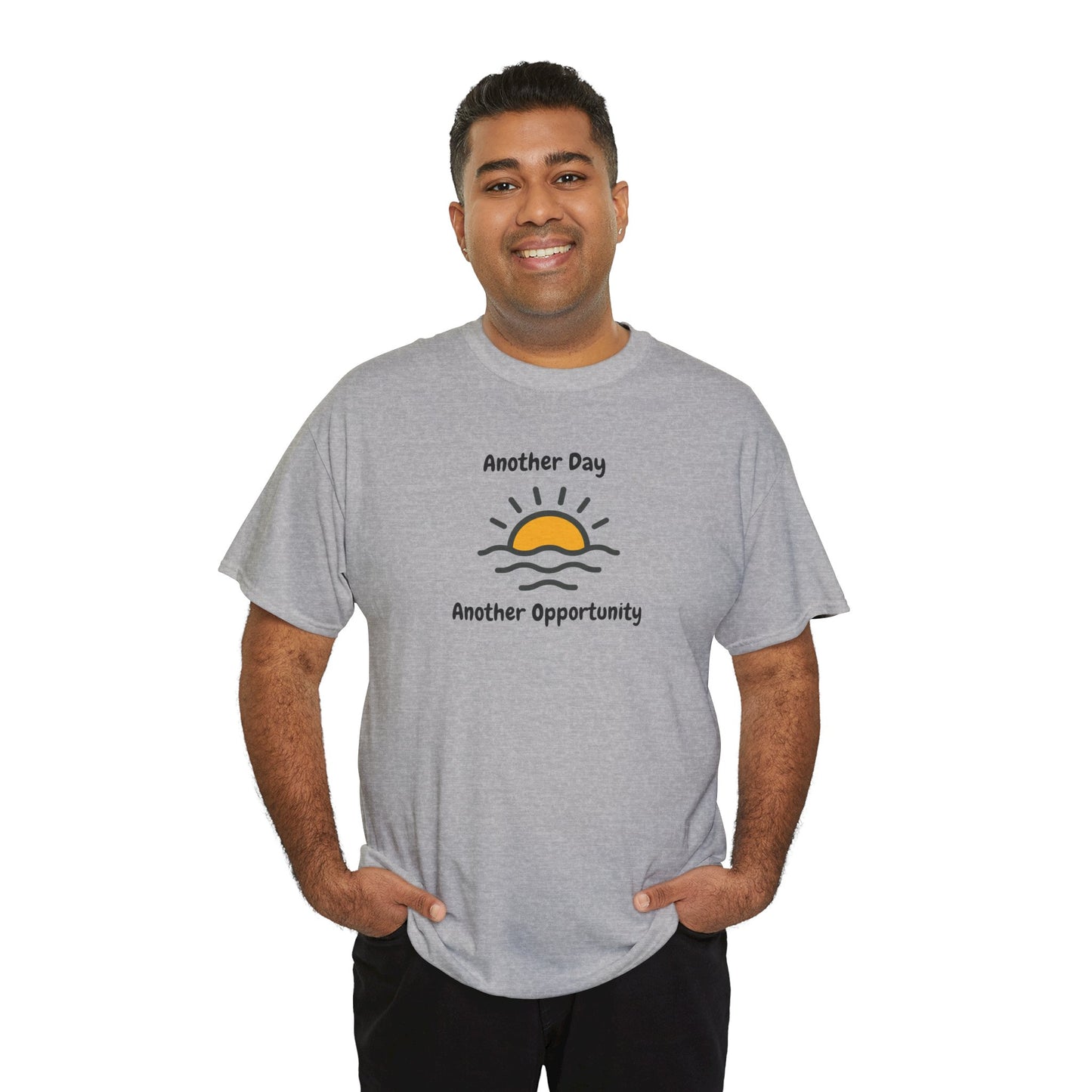 Optimistic Unisex Heavy Cotton Tee - "Another Day, Another Opportunity", Inspirational Gift for Motivational Moments, Casual Wear, [...]