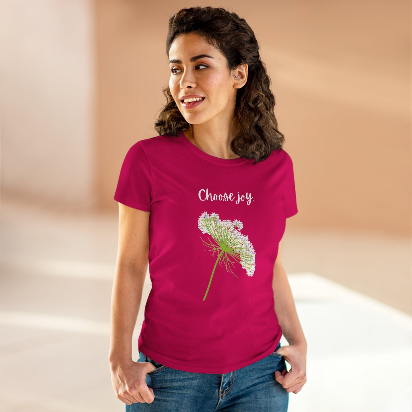 Choose Joy T Shirt Inspirational T Shirt Floral Queen Anne's Lace Positive Saying Tee Graphic Women's