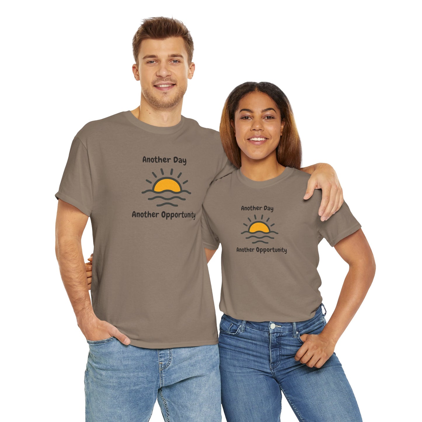 Optimistic Unisex Heavy Cotton Tee - "Another Day, Another Opportunity", Inspirational Gift for Motivational Moments, Casual Wear, [...]
