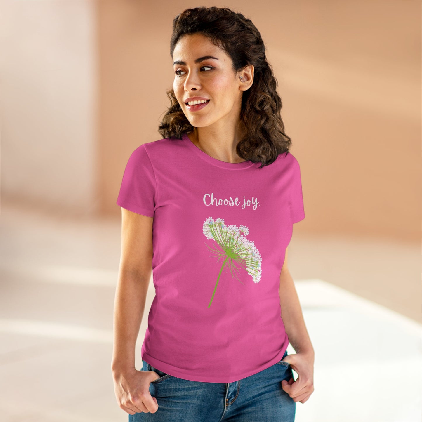 Choose Joy T Shirt Inspirational T Shirt Floral Queen Anne's Lace Positive Saying Tee Graphic Women's