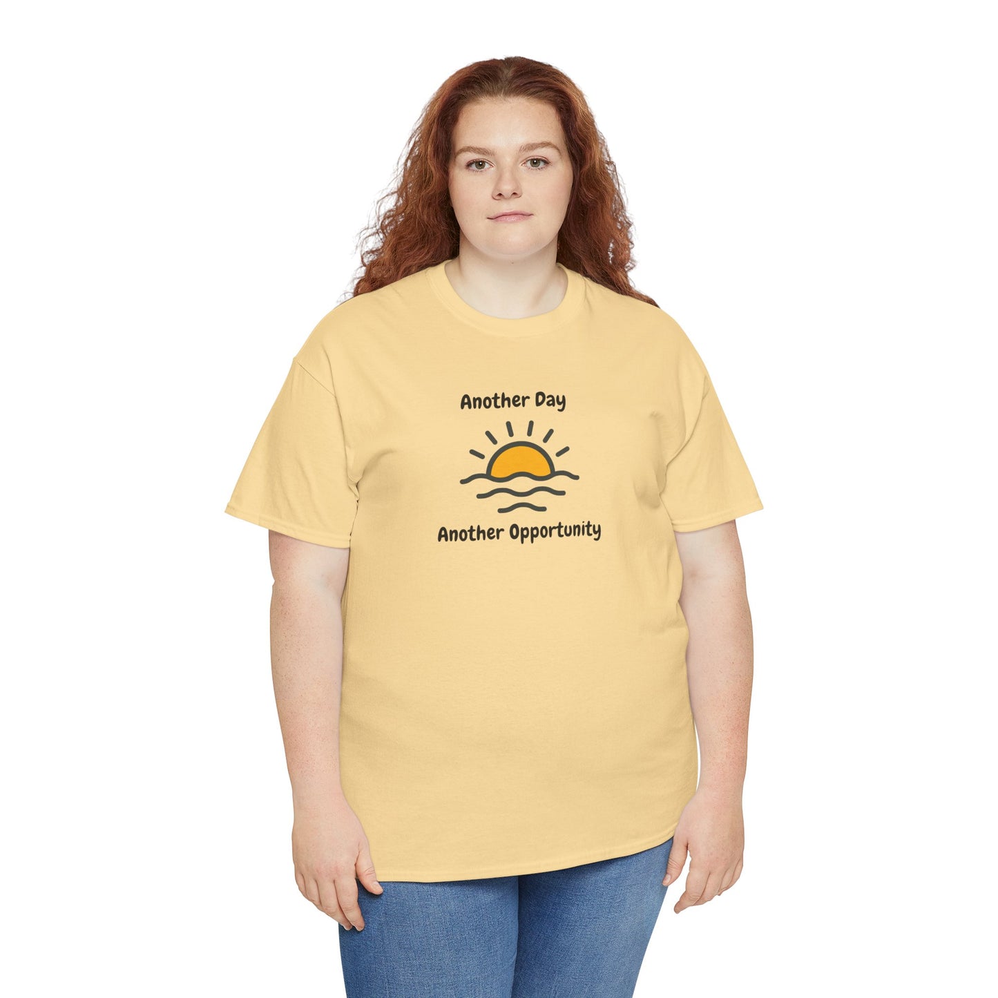 Optimistic Unisex Heavy Cotton Tee - "Another Day, Another Opportunity", Inspirational Gift for Motivational Moments, Casual Wear, [...]