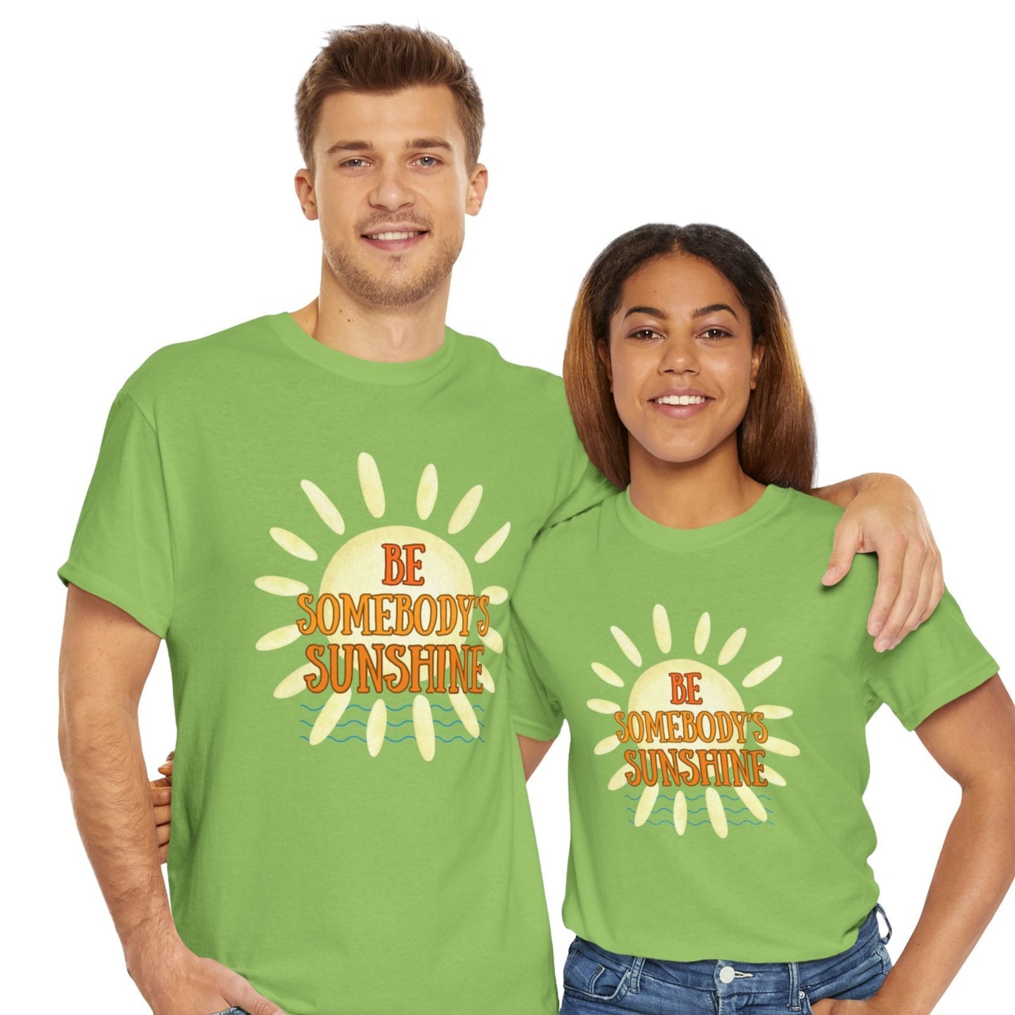 Unisex Heavy Cotton Tee - Be Somebody's Sunshine Tee, Summer Vibes Shirt, Positive Quote Tee, Gift for Friends, Fun Casual Wear