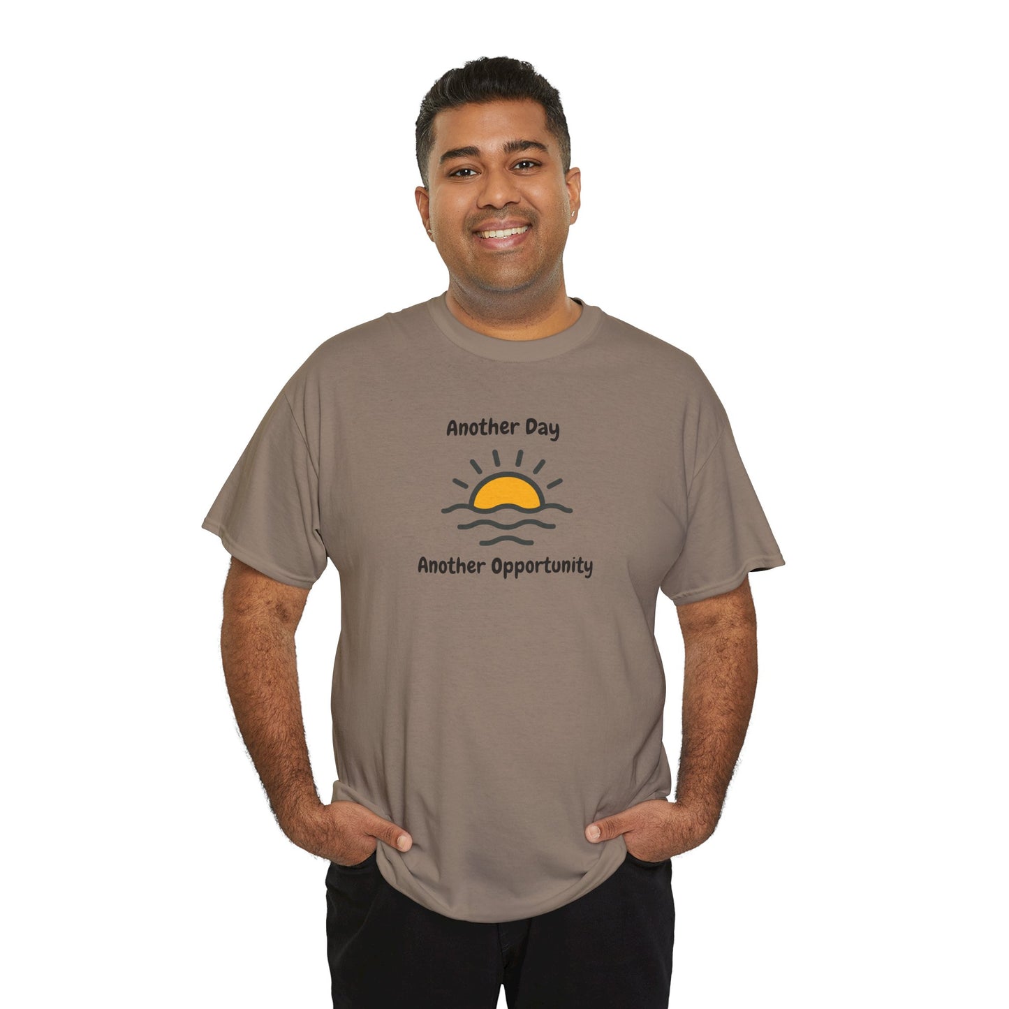 Optimistic Unisex Heavy Cotton Tee - "Another Day, Another Opportunity", Inspirational Gift for Motivational Moments, Casual Wear, [...]
