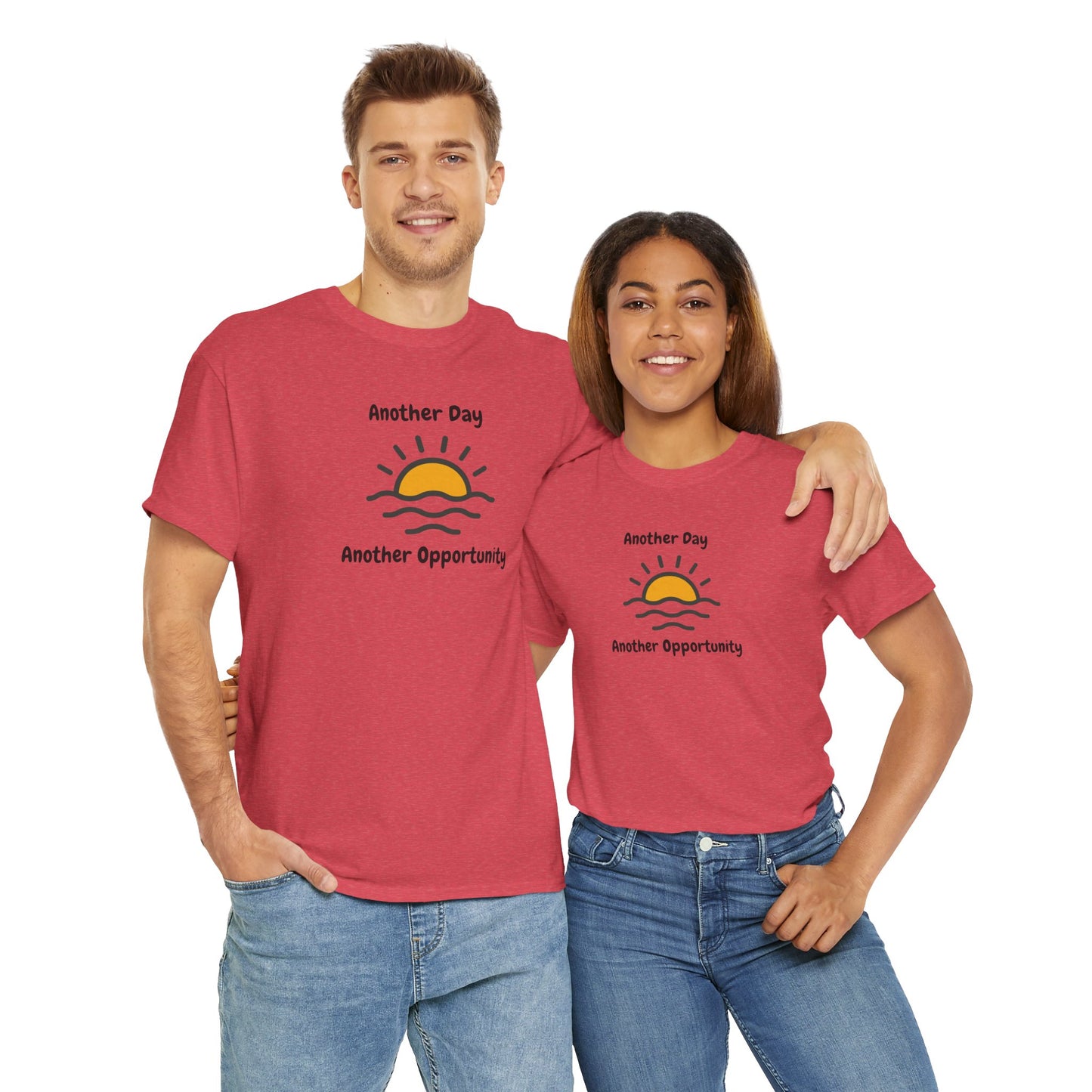 Optimistic Unisex Heavy Cotton Tee - "Another Day, Another Opportunity", Inspirational Gift for Motivational Moments, Casual Wear, [...]
